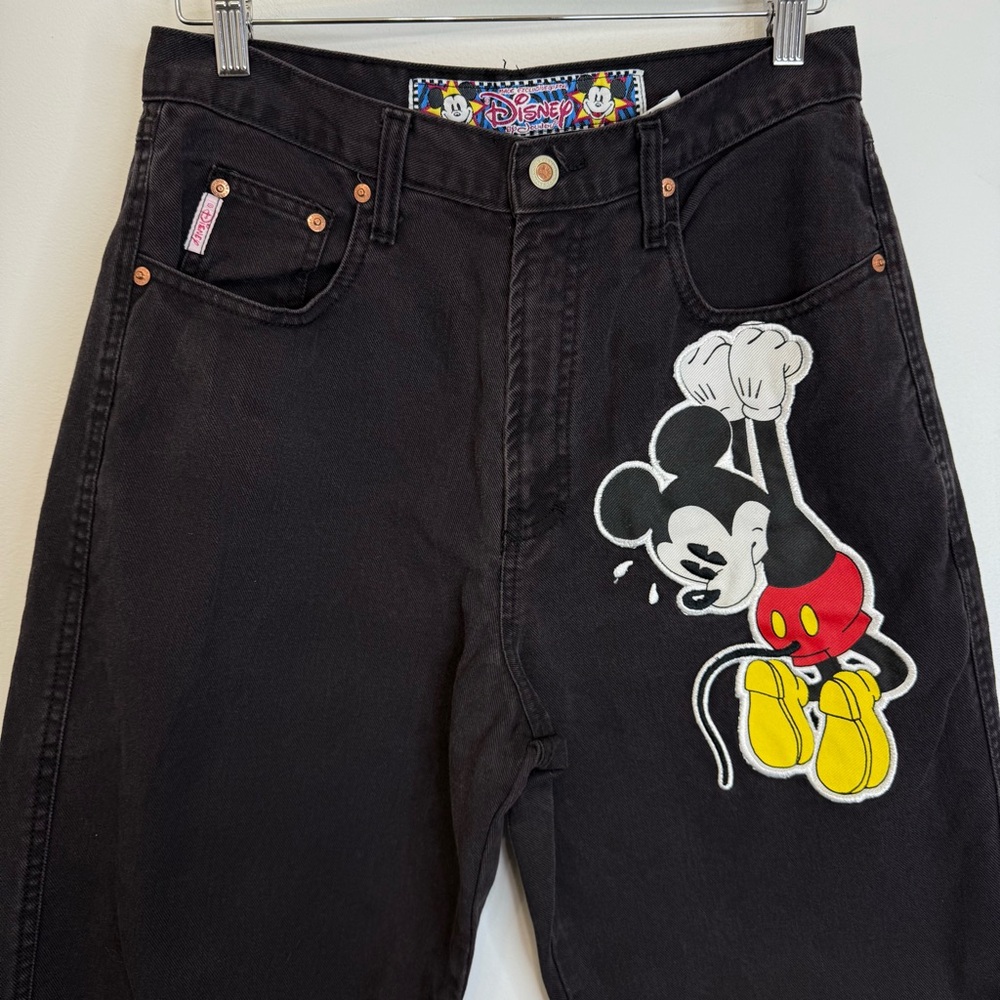 JouJou Vintage Disney Micky Black Jeans 90’s Women’s Junior Size 11 High Waist - Picture 2 of 14